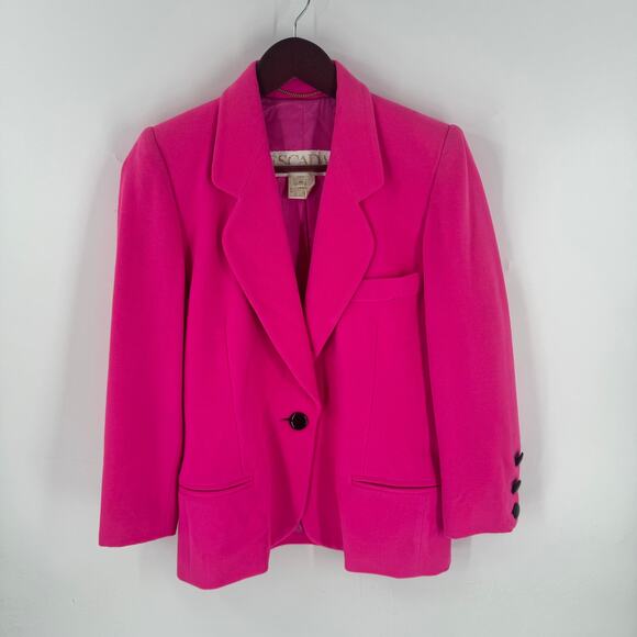 Vintage Escada Hot Pink Wool Blend One Button Blazer Jacket Size EU34 - Picture 1 of 12